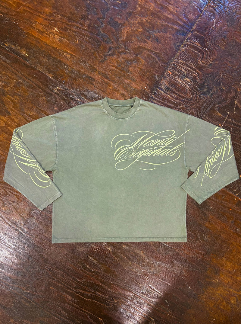 Script Longsleeve — Vintage Green
